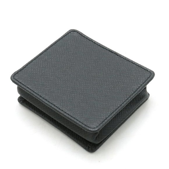LOUIS VUITTON Taiga Porto Monnaie Boite Coin Case Leather Calf Ardoise Black ... - Picture 3 of 6
